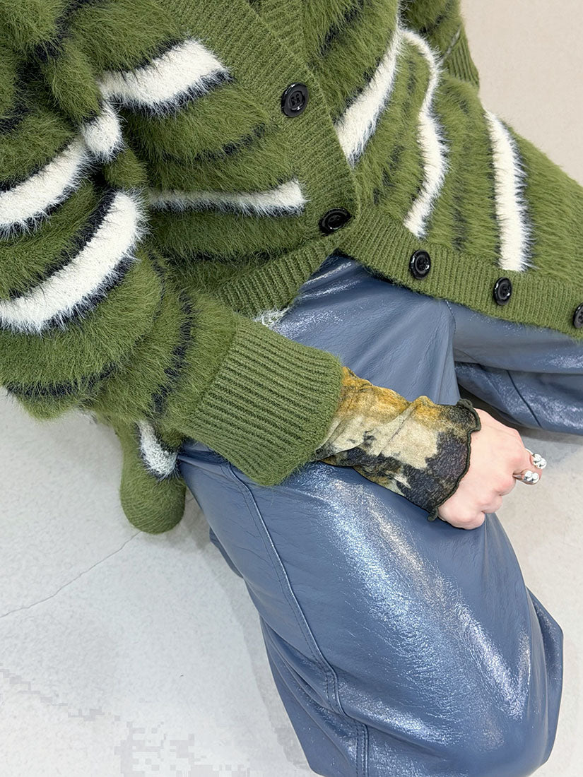 Hairy Striped Cardigan (2 Colours)