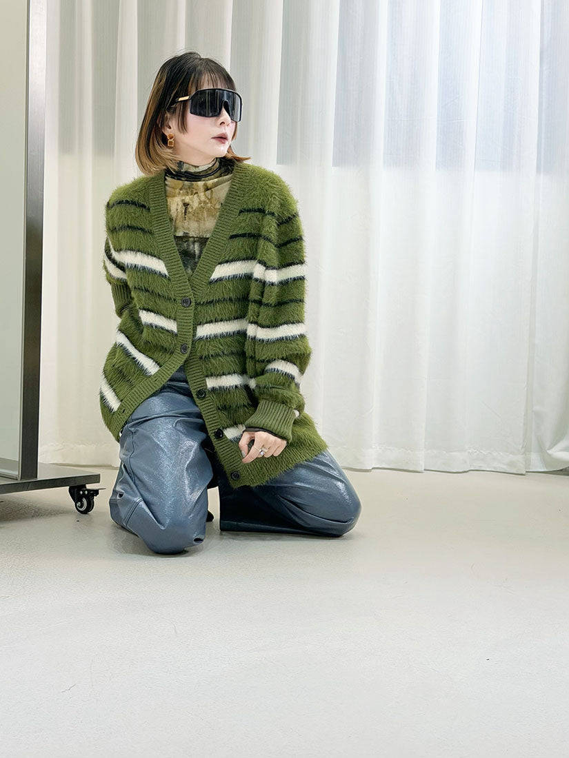 Hairy Striped Cardigan (2 Colours)
