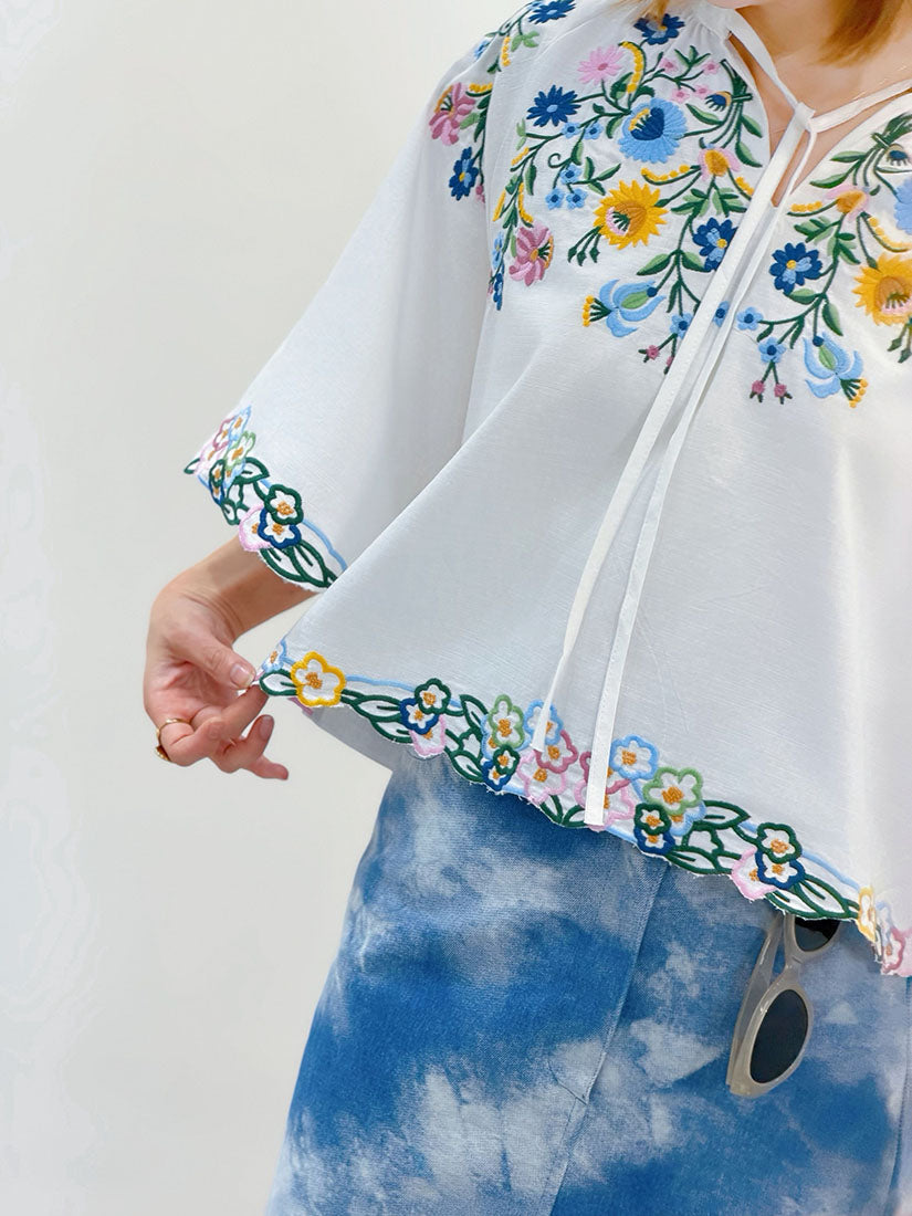 Embroidered Strappy Blouse