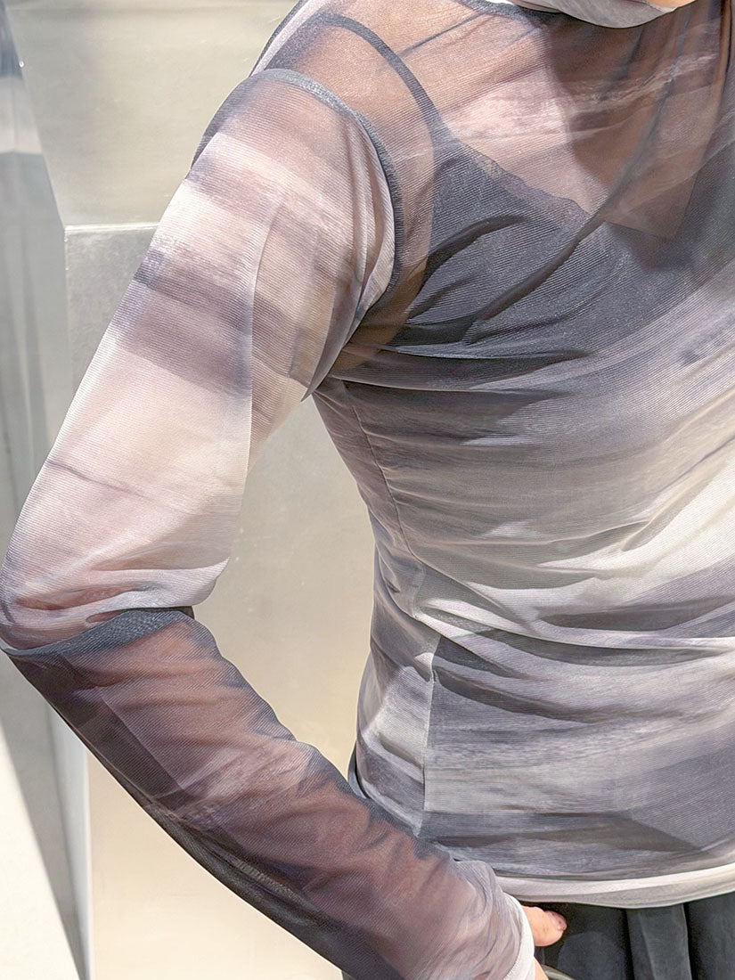 Ink Wash Printed Mesh Top (2 Colours)