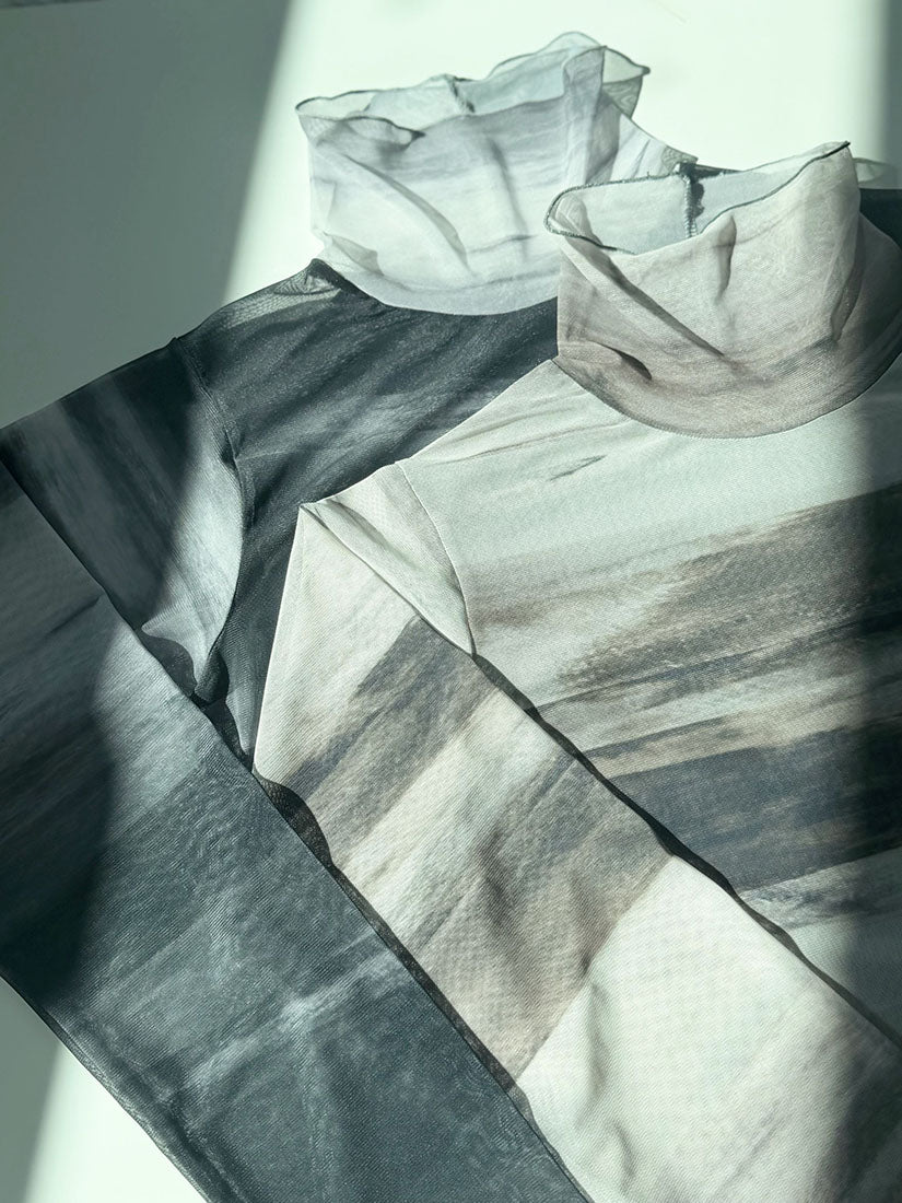Ink Wash Printed Mesh Top (2 Colours)