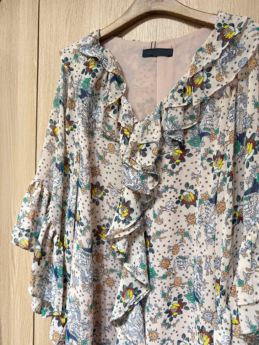 Pirate and Heart Printed Ruffle Dress (2 Colours)