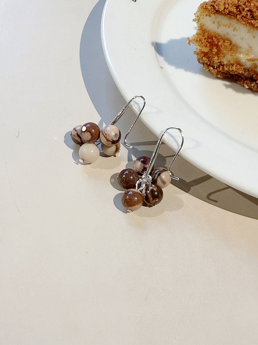 Hoop Stone Beads Earrings(3 Colours)