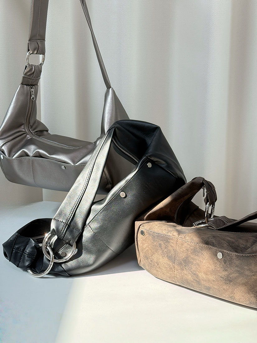 Croissant Leather Shoulder Bag (3 Colours)