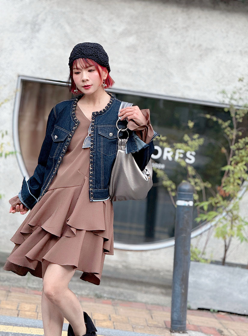 Chain Trim Denim Jacket