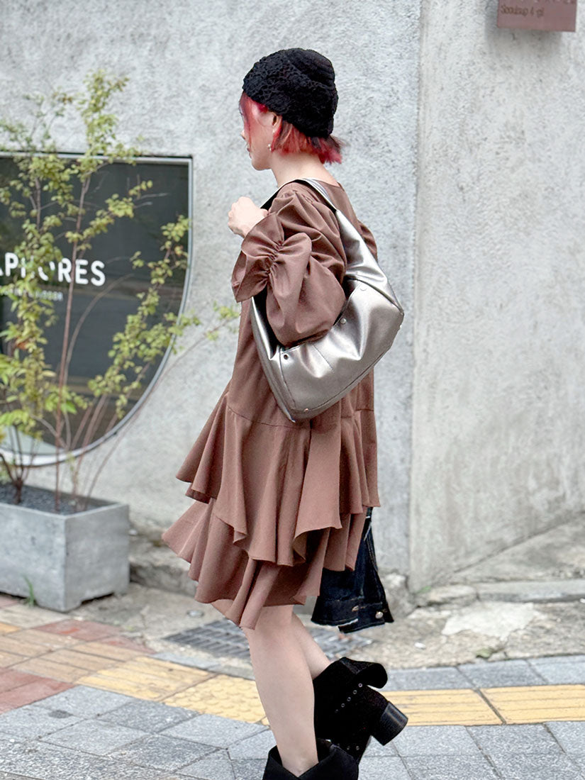 Drape Layered Flare Dress (2 Colours)