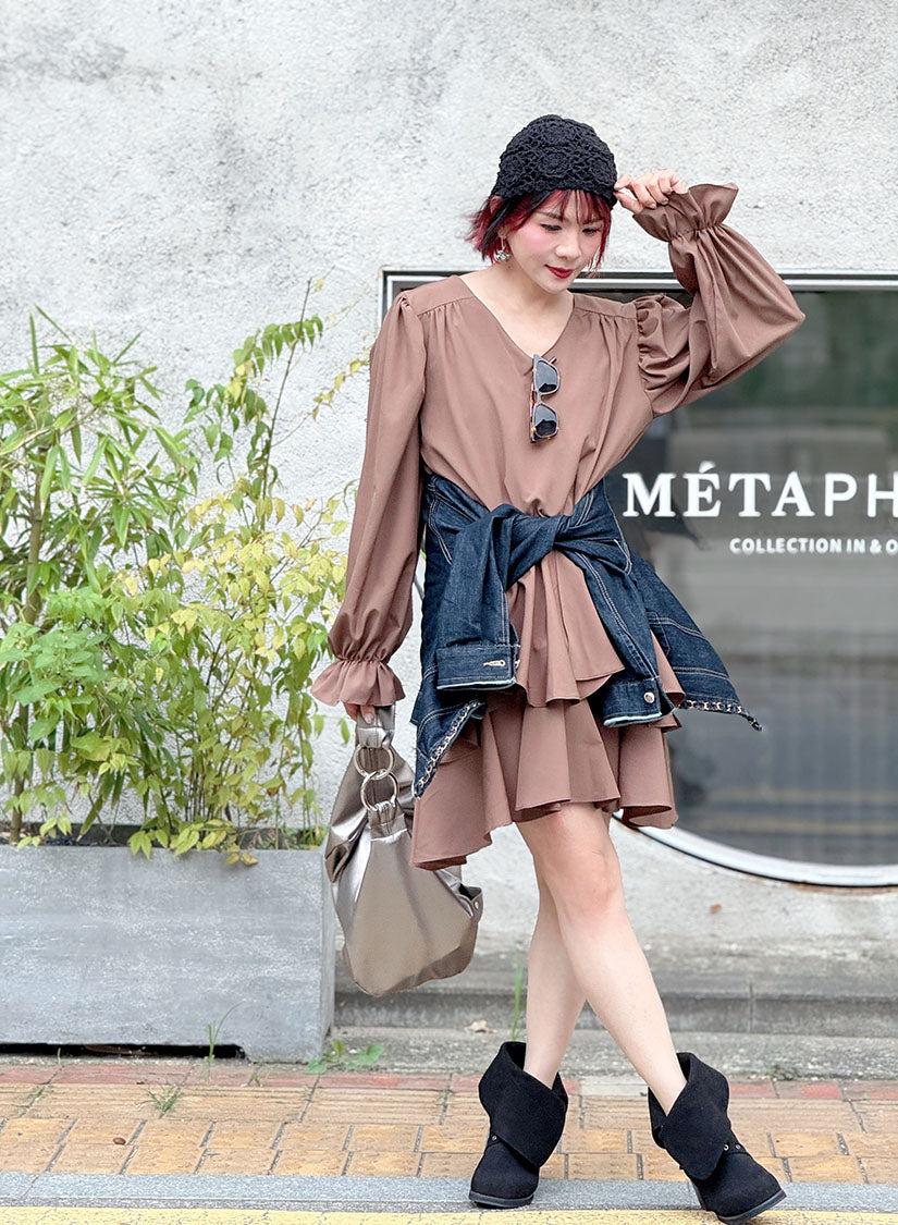 Drape Layered Flare Dress (2 Colours)