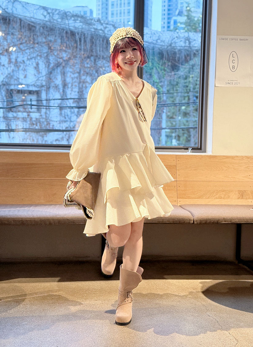 Drape Layered Flare Dress (2 Colours)