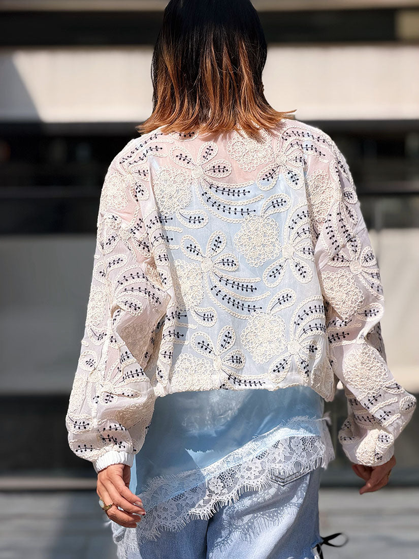 Rope Embroidered Zip Up Jacket
