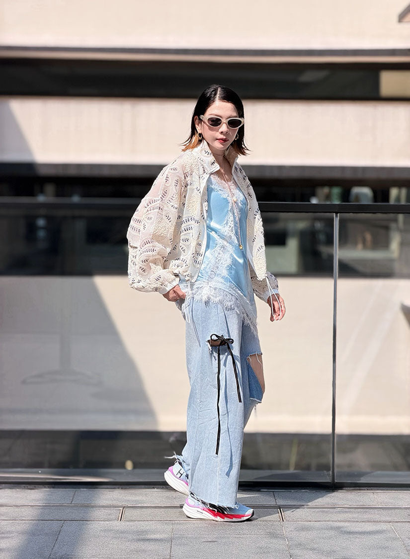 Rope Embroidered Zip Up Jacket