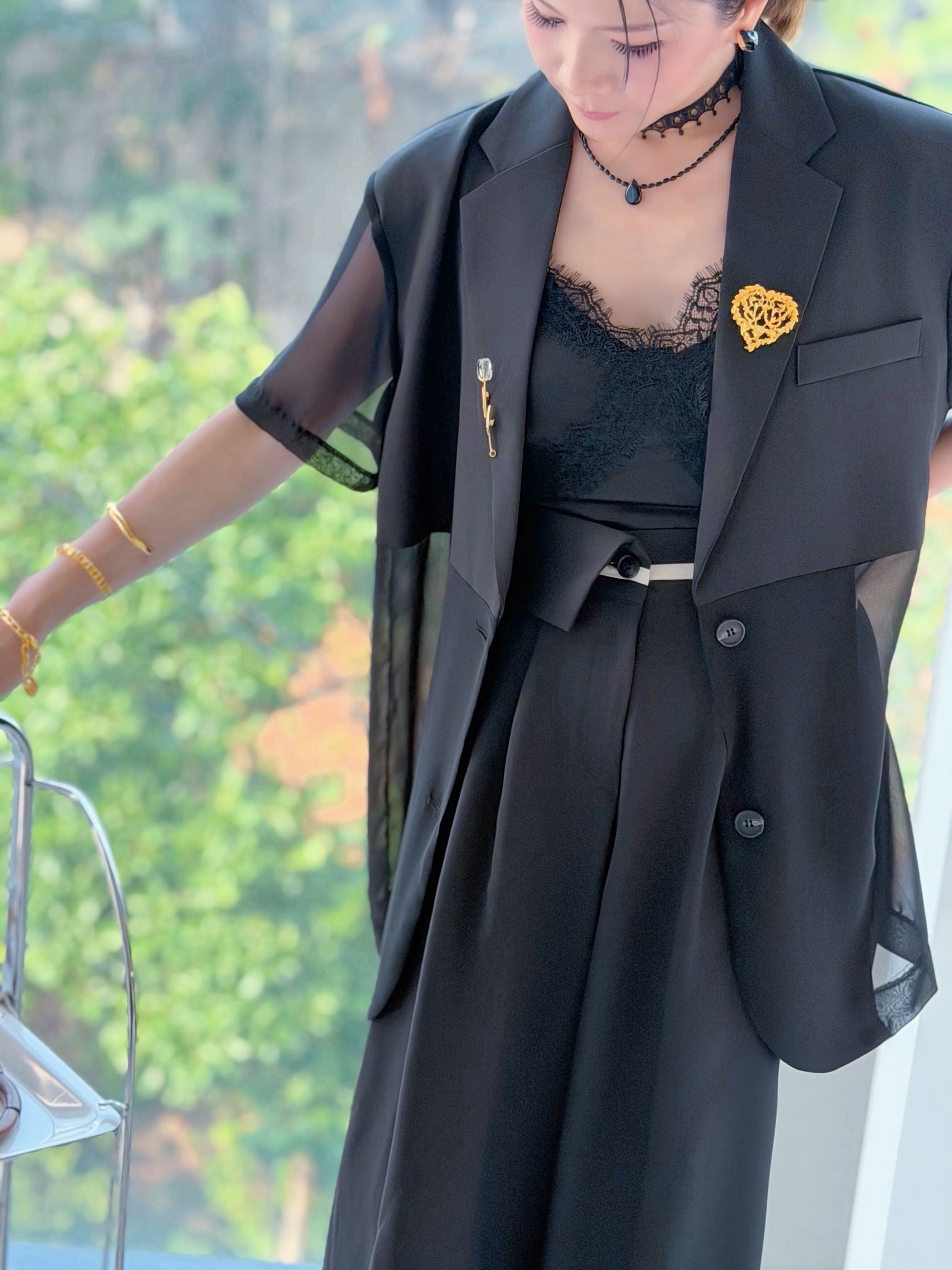 Half Mesh Panel Blazer (2 Colours)