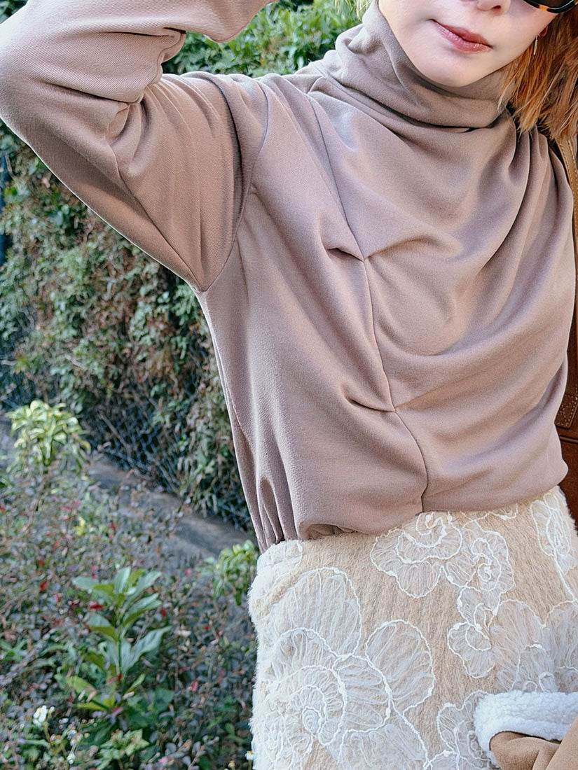 Pleat Detailed Turtle Neck Top (4 Colours)