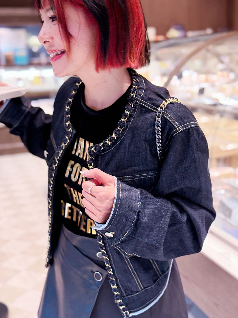 Chain Trim Denim Jacket
