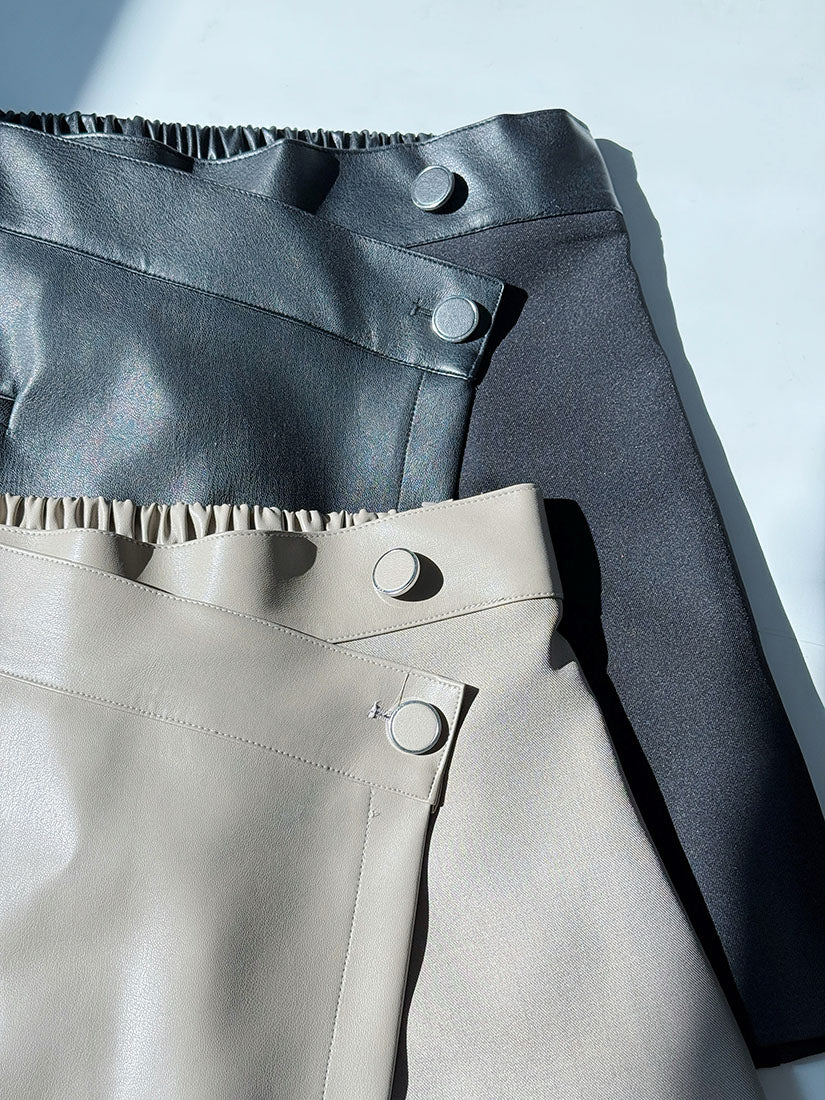 Leather Panel Wrap Skort (2 Colours)