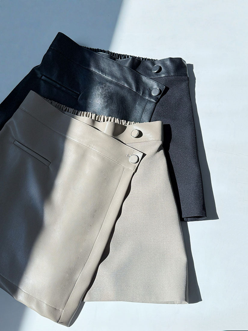 Leather Panel Wrap Skort (2 Colours)