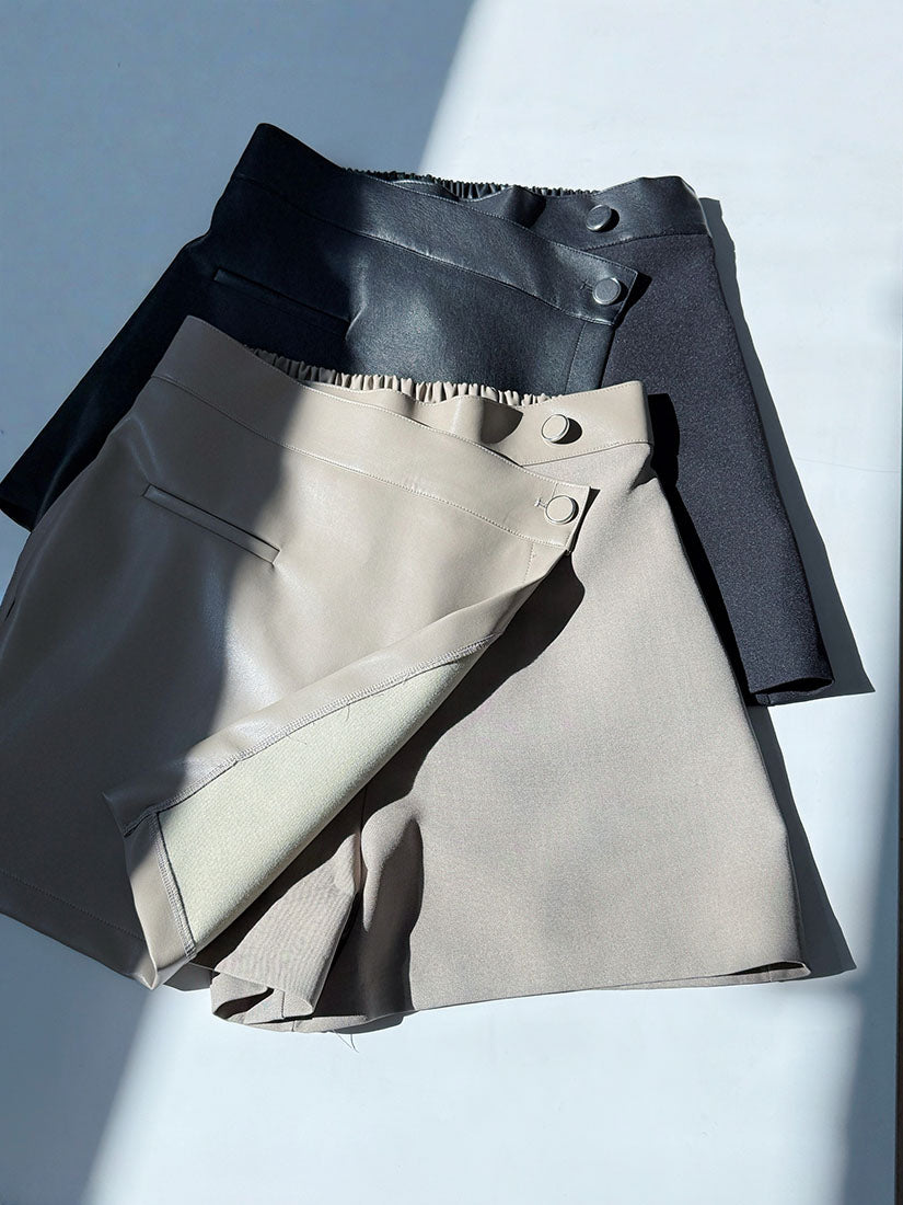 Leather Panel Wrap Skort (2 Colours)
