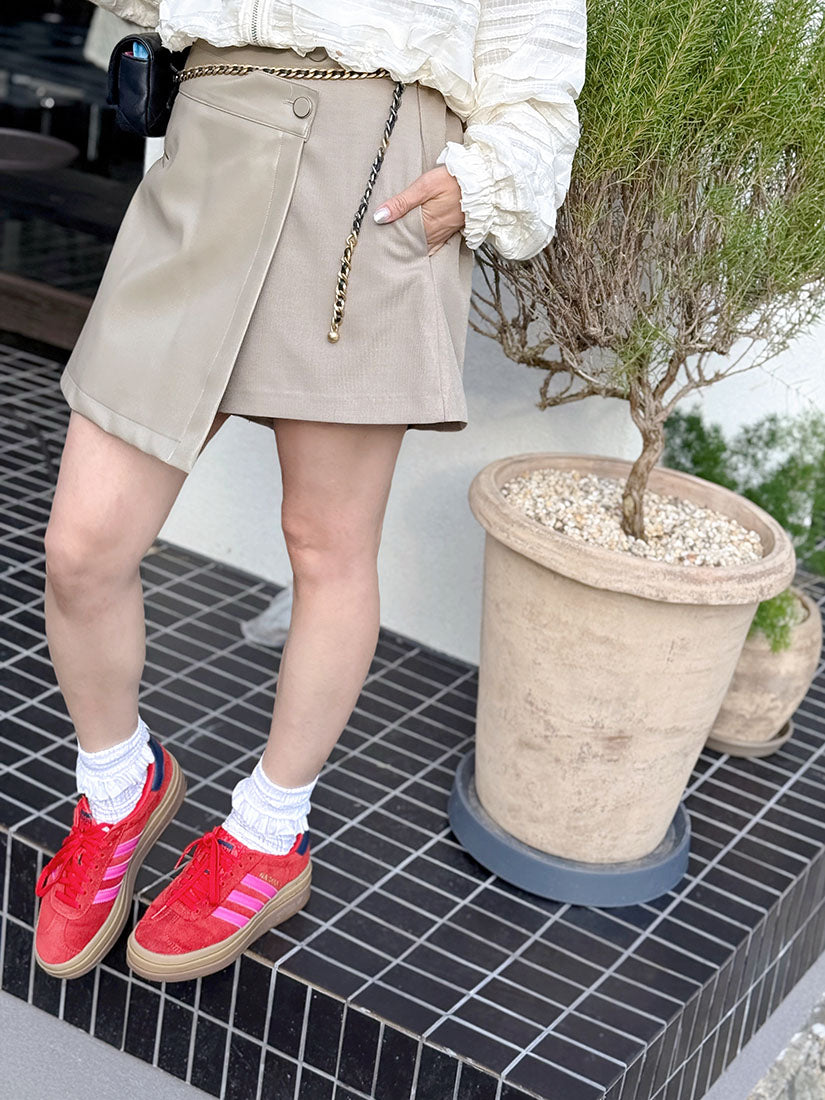 Leather Panel Wrap Skort (2 Colours)