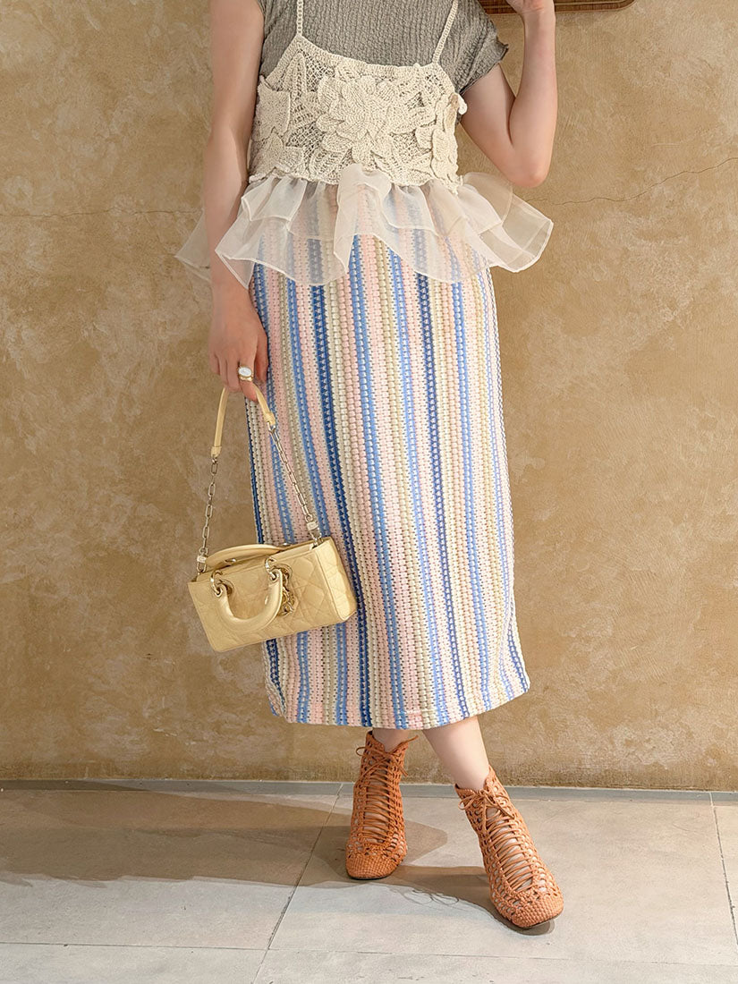 Bubble Striped Straight Skirt (2 Colours)