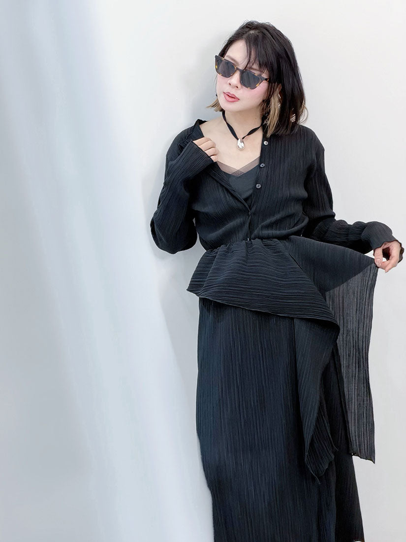 Pleated Button Up Top / Cardigan (3 Colours)