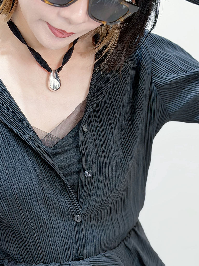 Pleated Button Up Top / Cardigan (3 Colours)