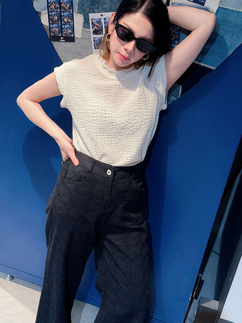 Crochet Perforated Lace Pants (2 Colours)