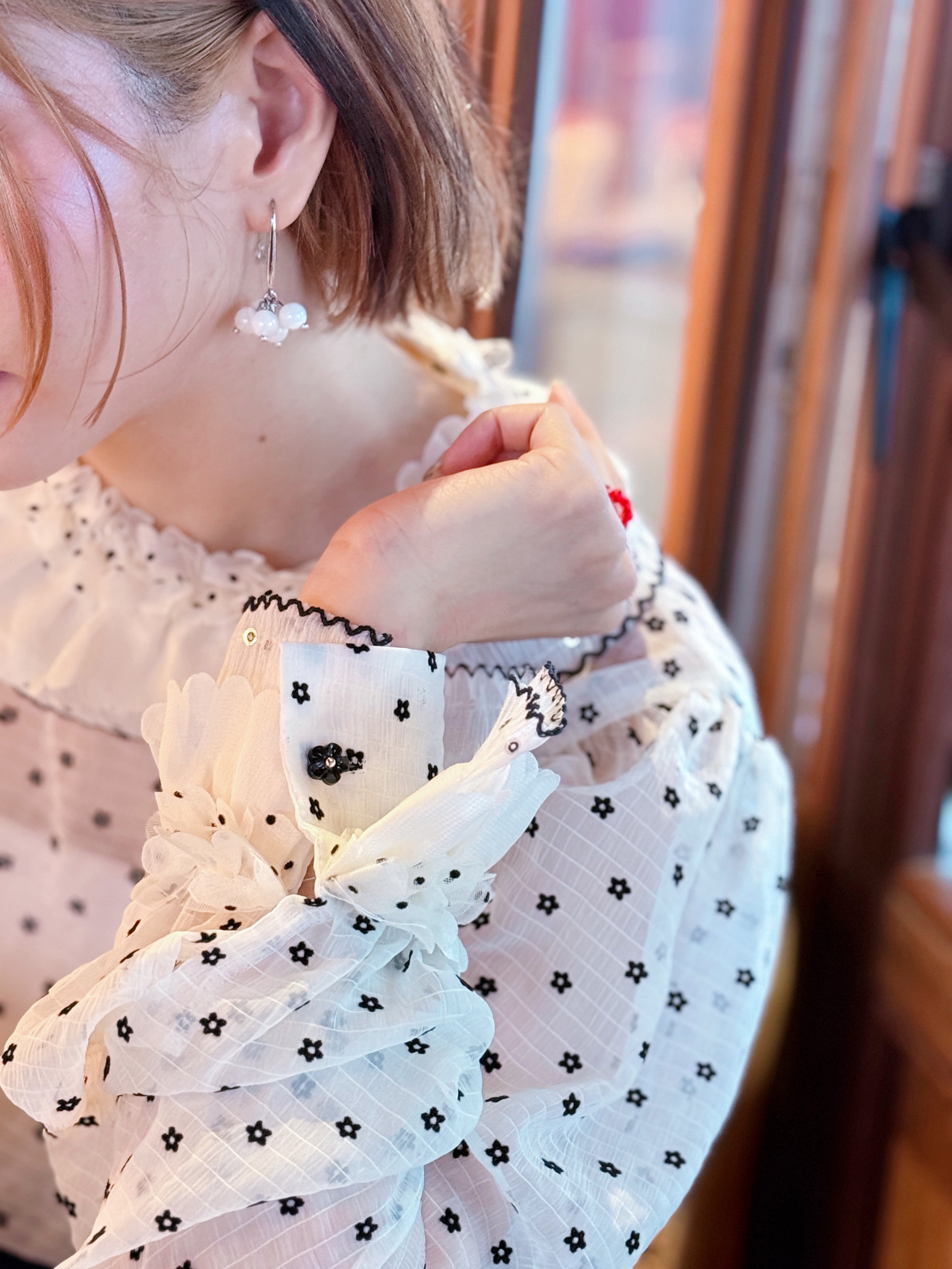 Sheer Floral Flocking Print Top