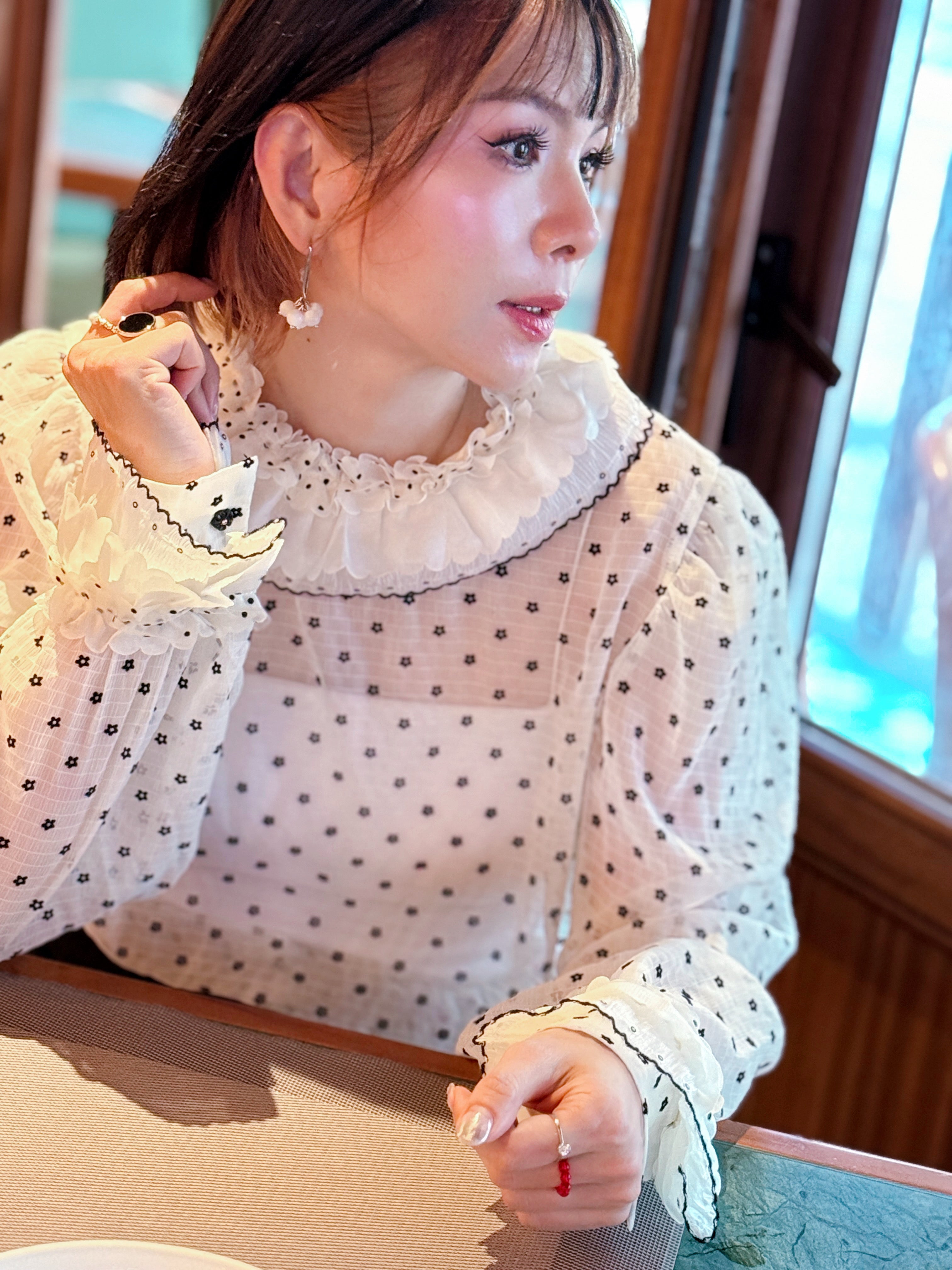 Sheer Floral Flocking Print Top