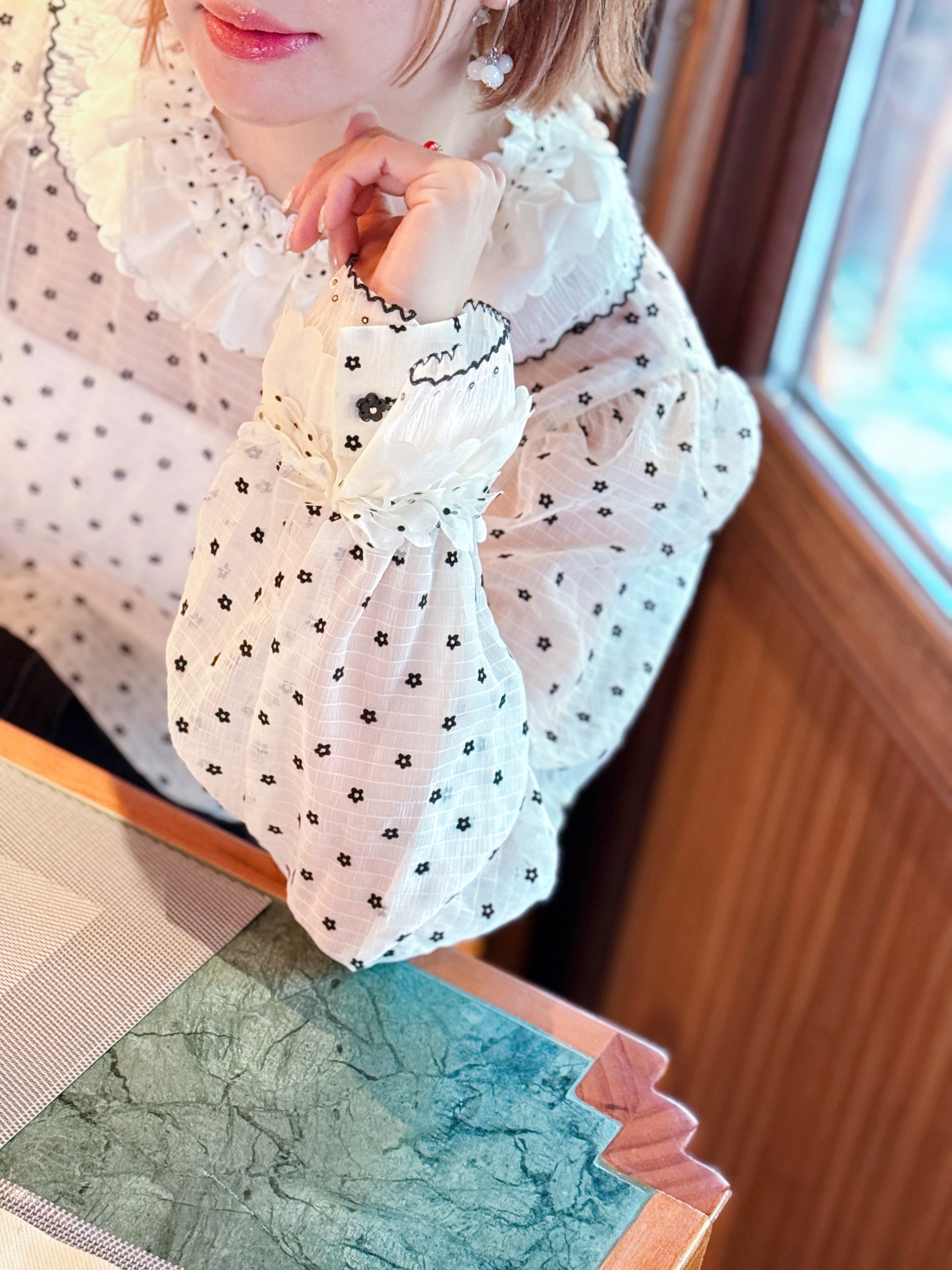Sheer Floral Flocking Print Top