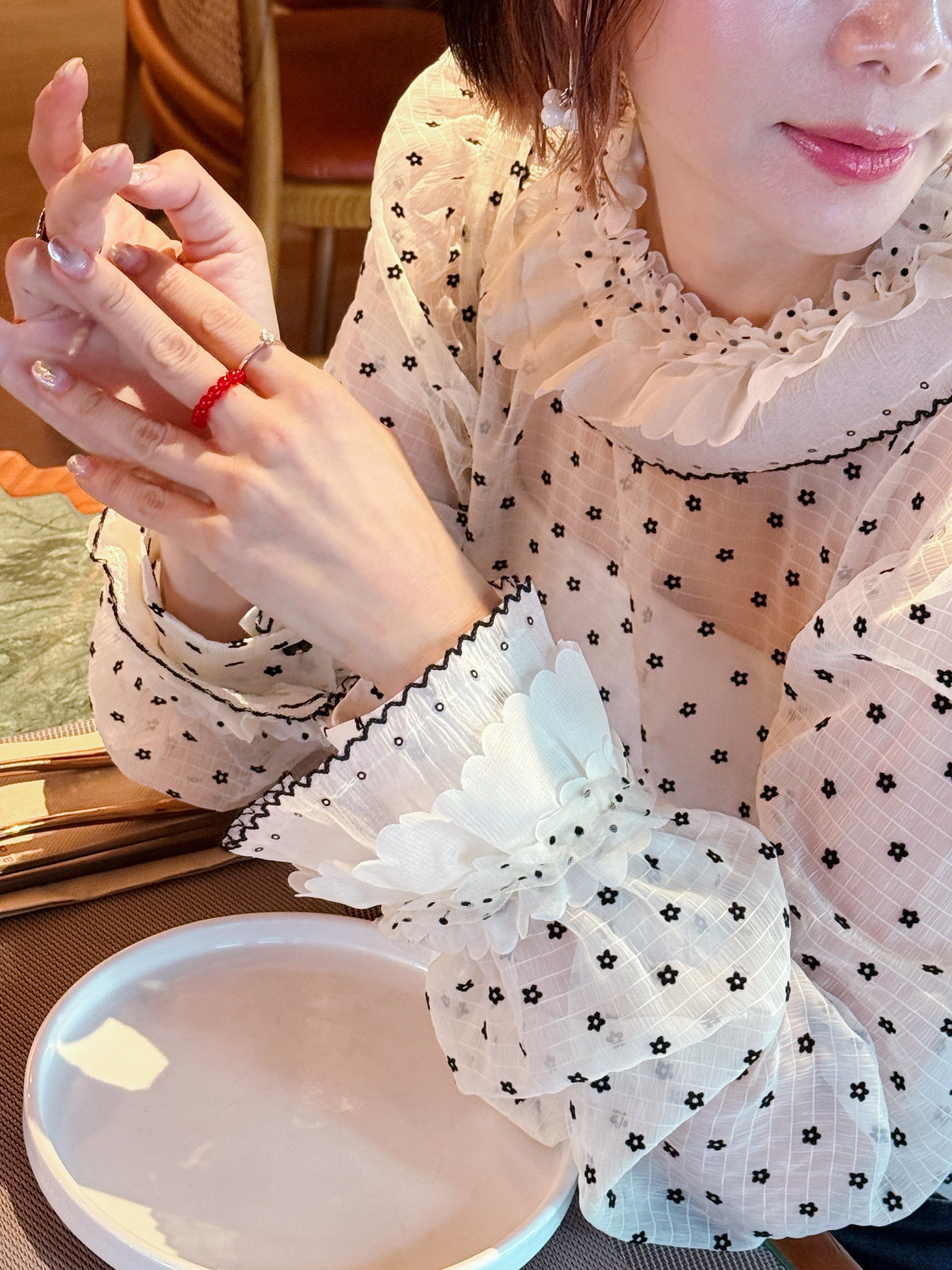 Sheer Floral Flocking Print Top
