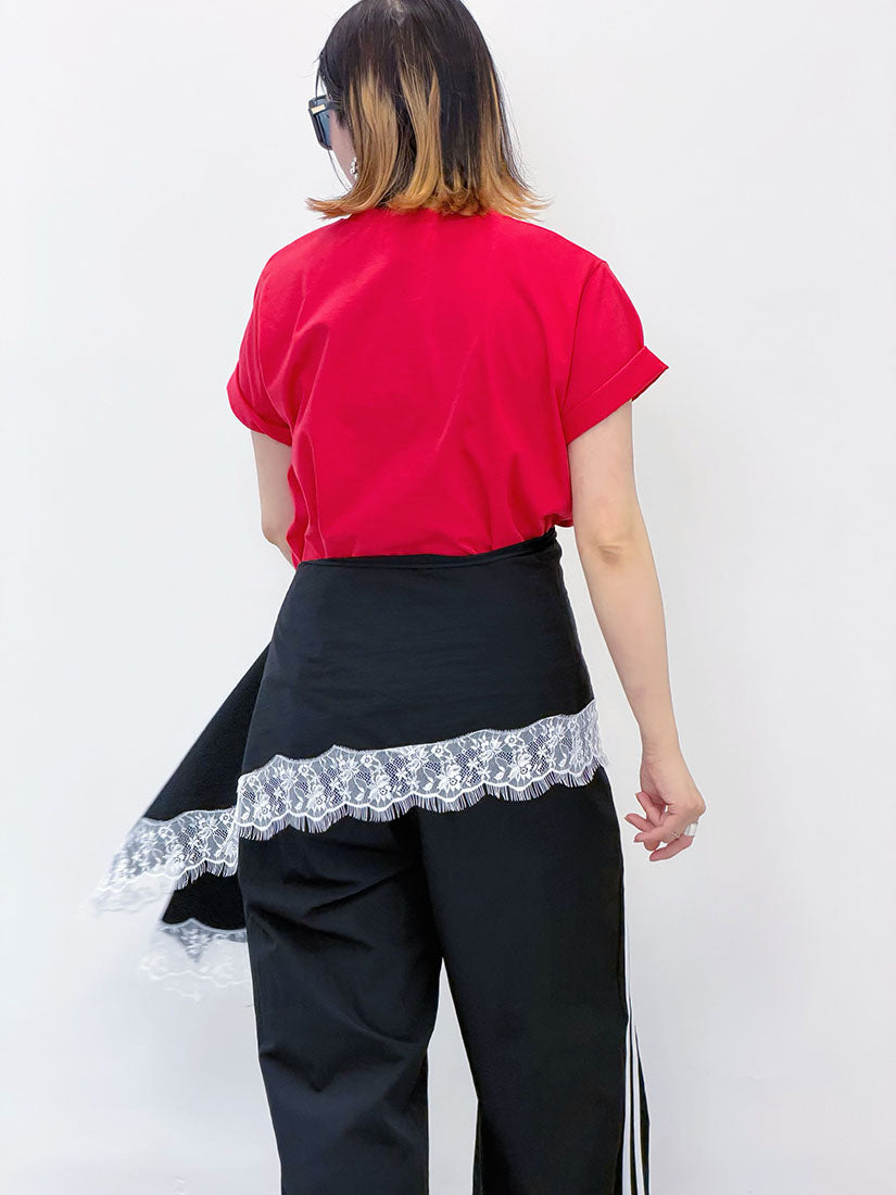 Track Pants With Lace Edge Waist Wrap Scarf (2 Colours)