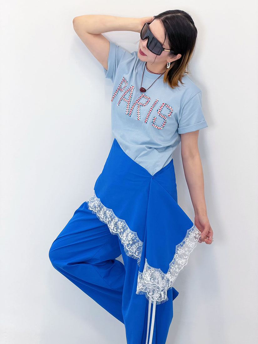 Track Pants With Lace Edge Waist Wrap Scarf (2 Colours)