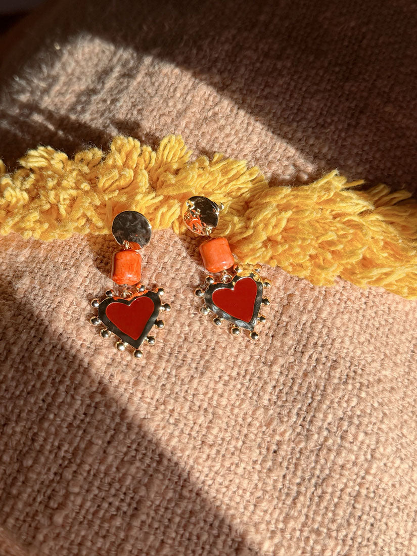 Red Heart Dangle Earrings
