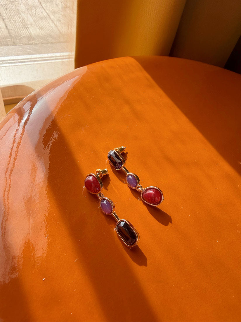 Cabochons Asymmetric Earrings