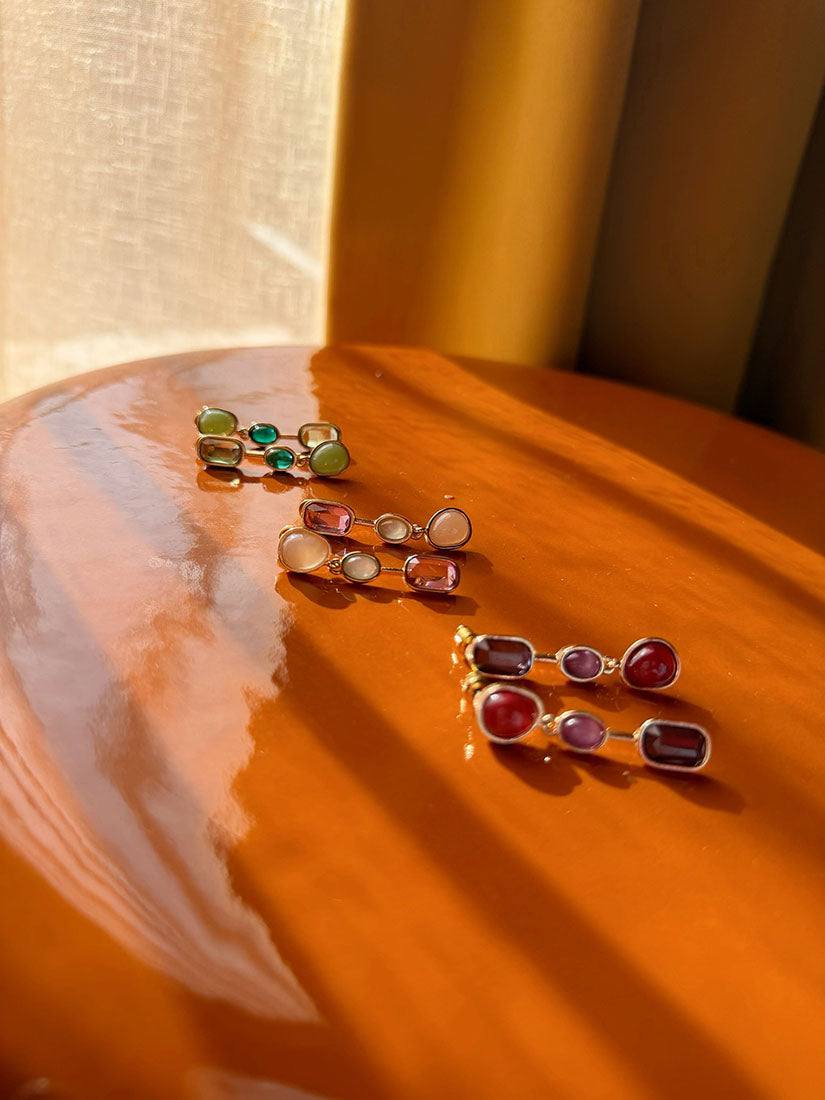 Green Stone Hanging Earrings