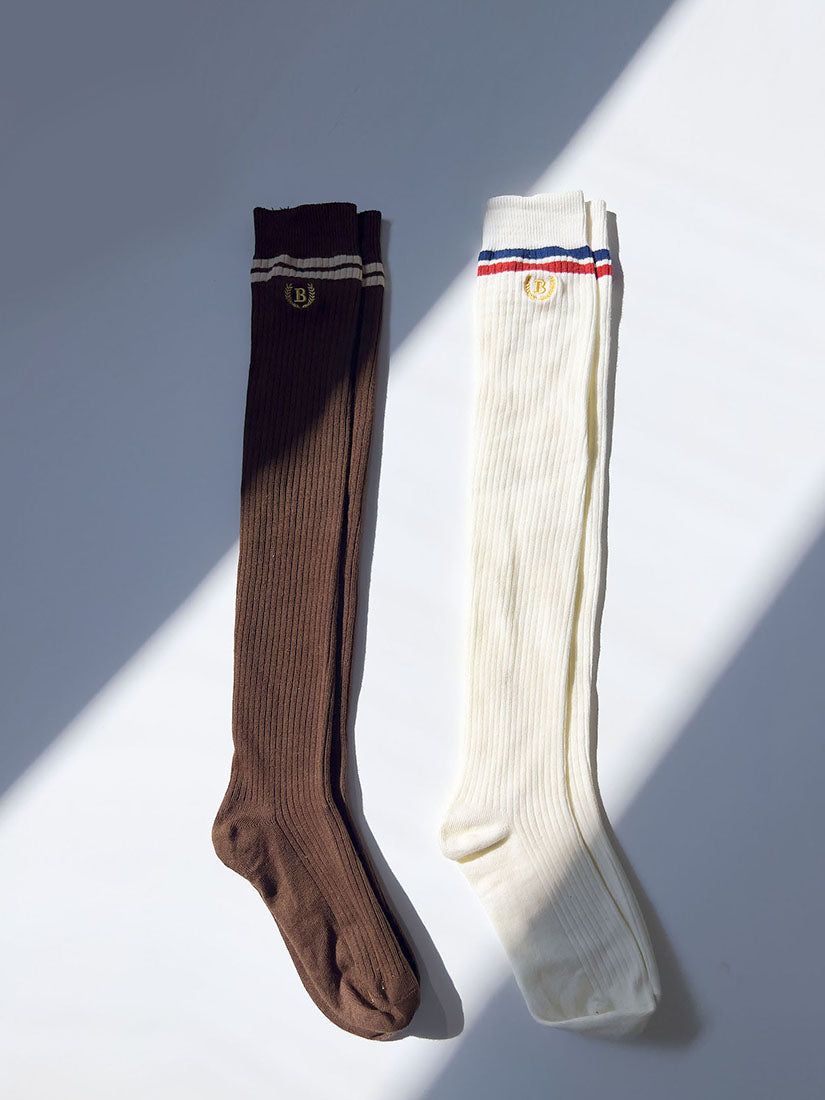 Embroidery Badge Stripes Socks Set