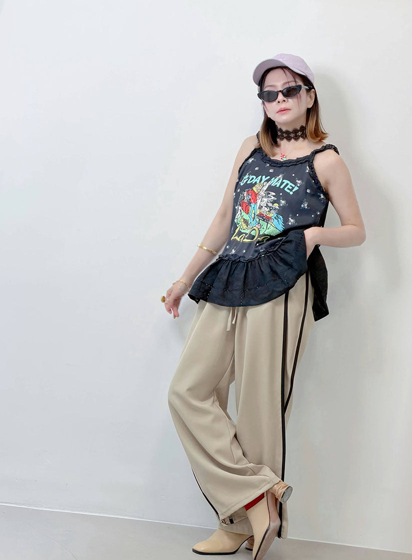 'G Day Mate' Ruffle Hem Cami Top (2 Colours)