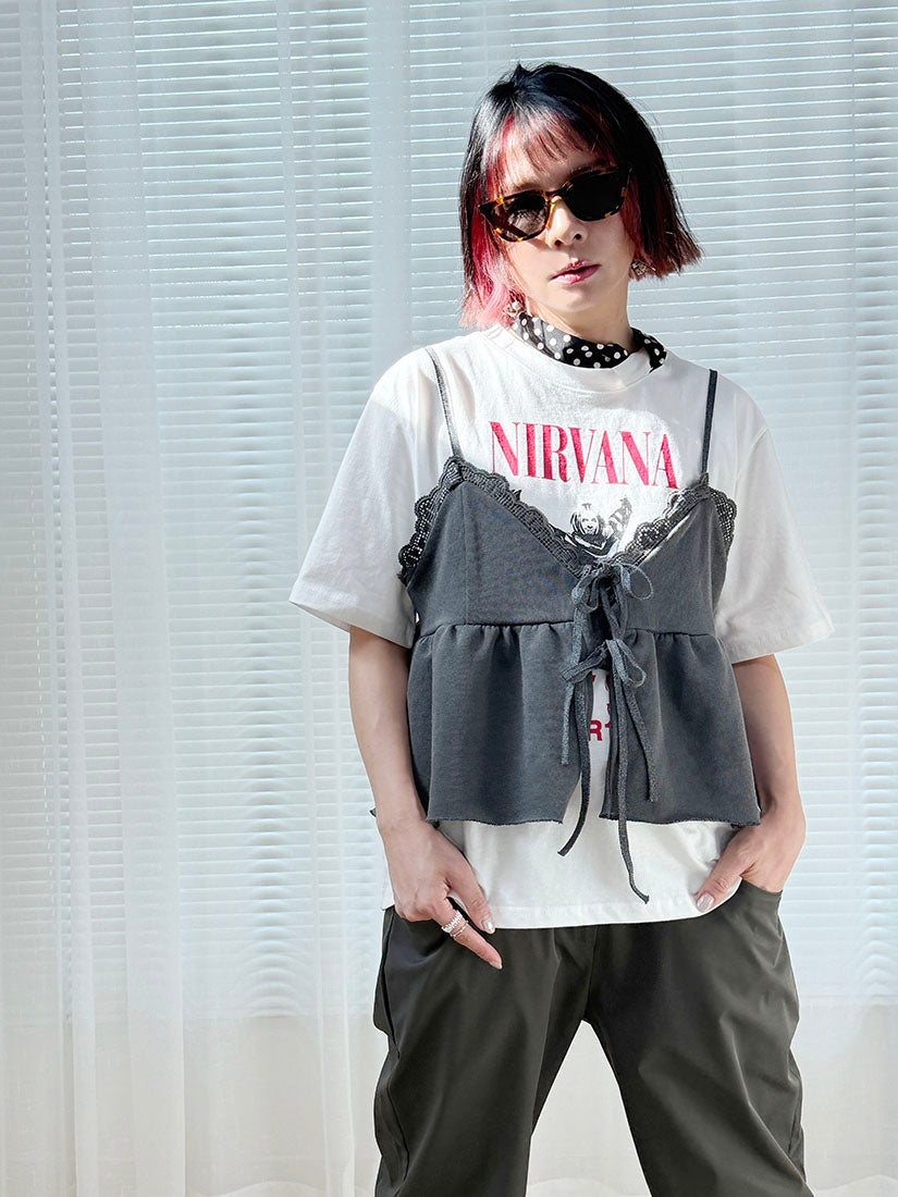 Detachable Scarf Printed Tee (2 Colours)