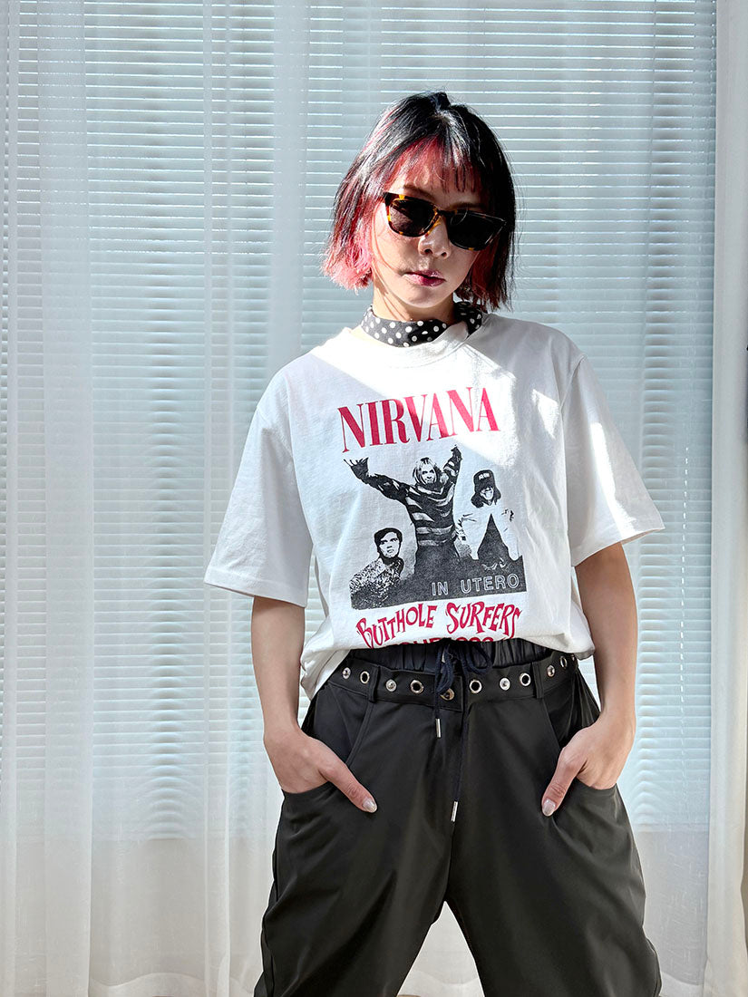 Detachable Scarf Printed Tee (2 Colours)