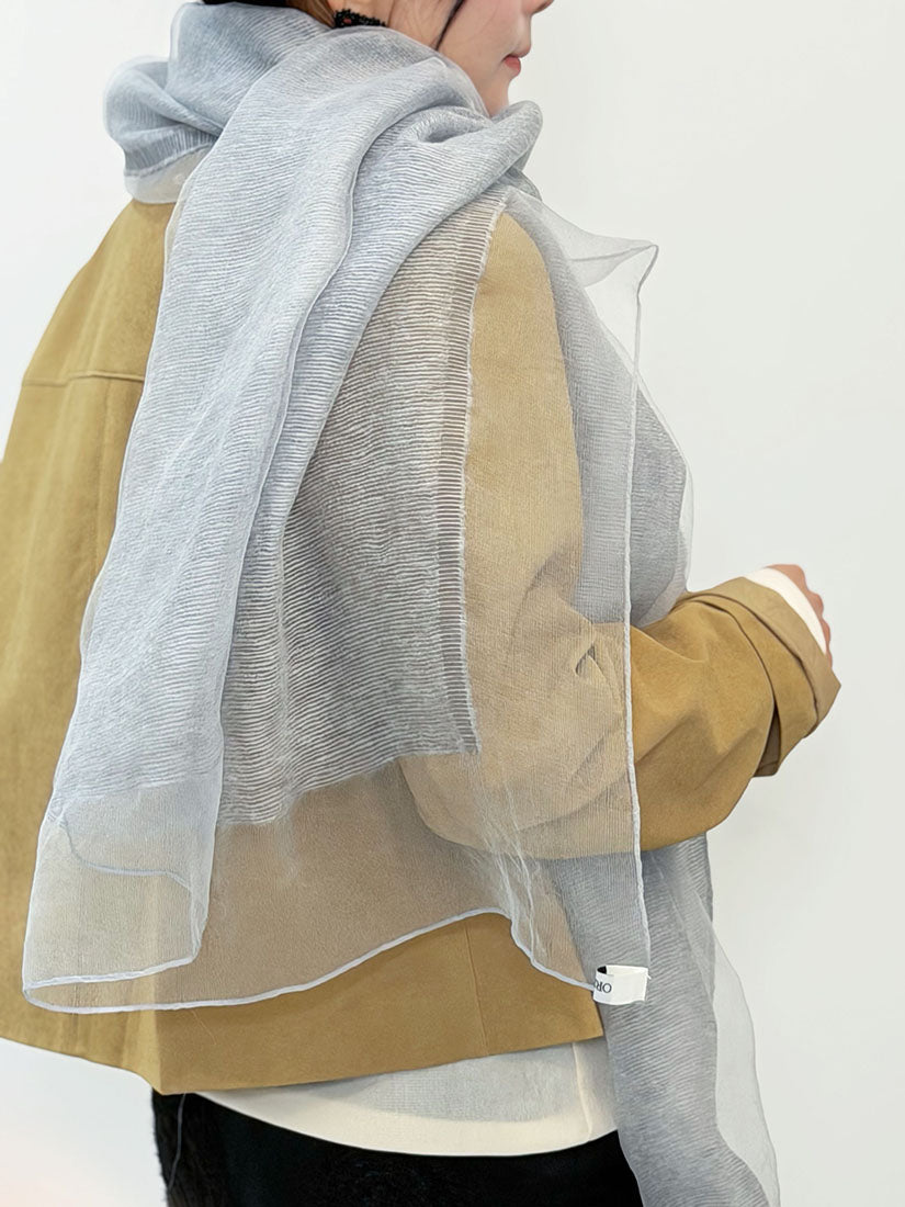 Wool Yarn Trim Sheer Gauze Scarf (3 Colours)