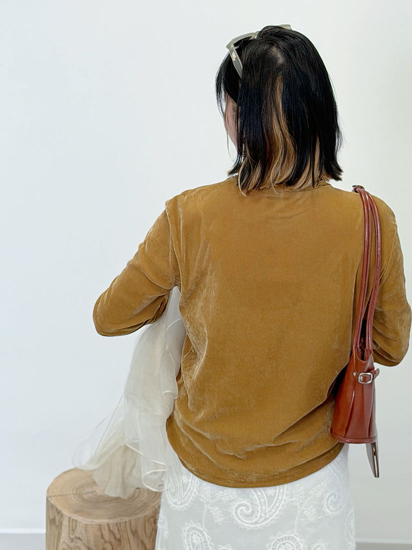 Suede Top With Scarf(3 Colours)