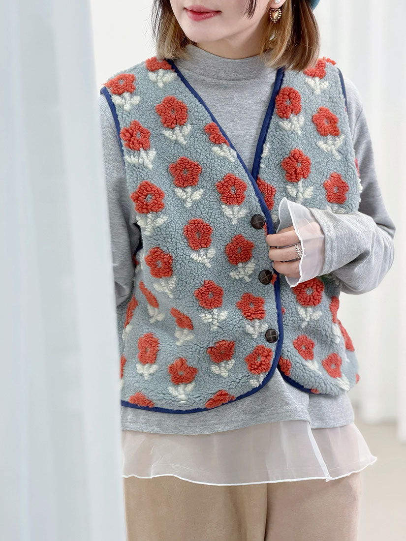 Floral Fleece Vest (2 Colours)