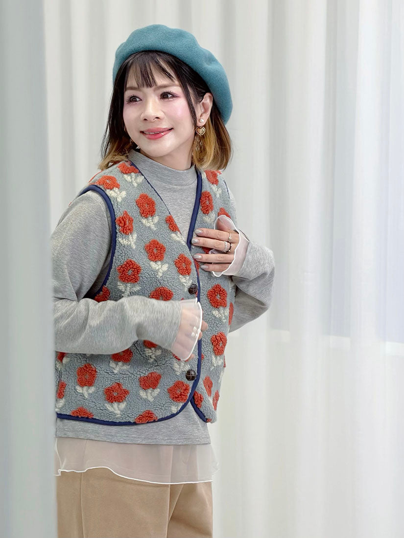 Floral Fleece Vest (2 Colours)