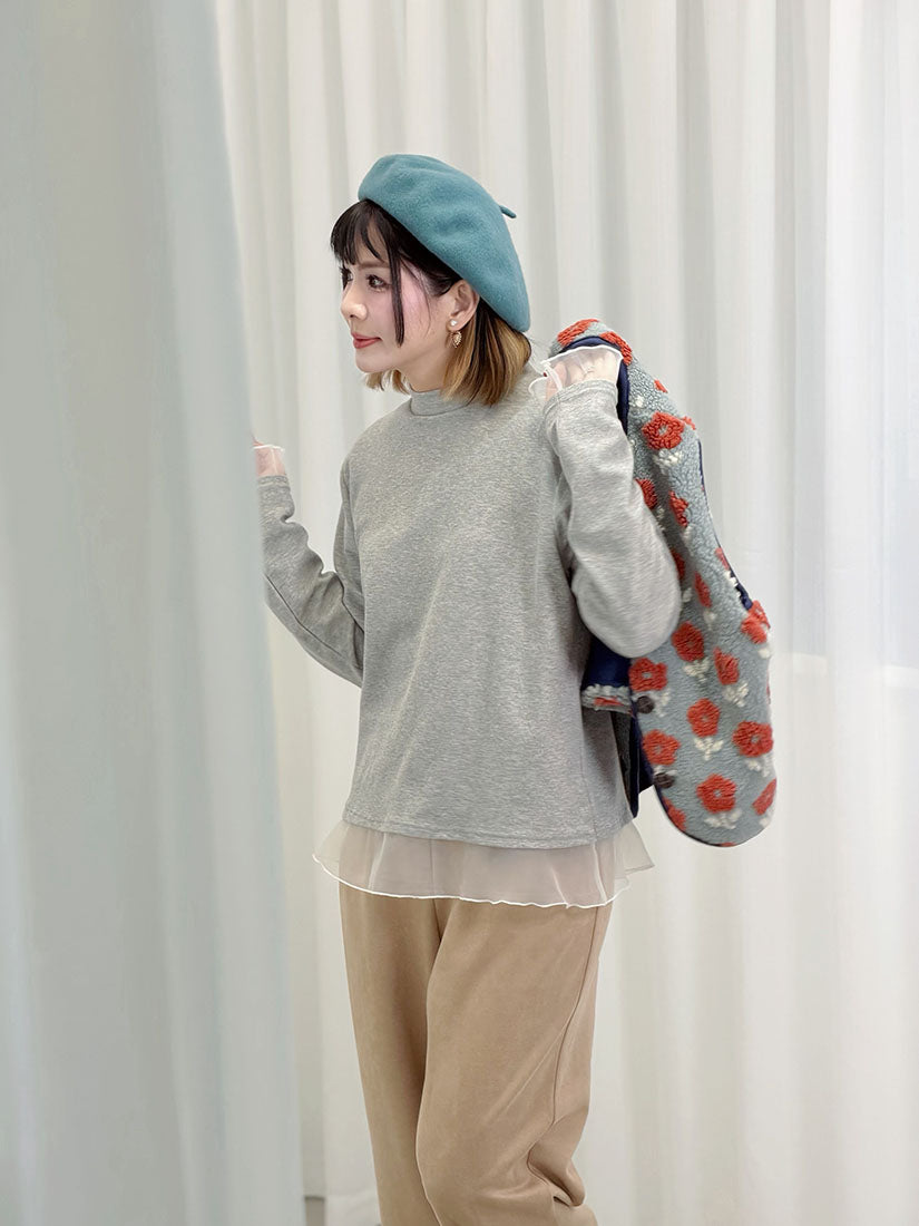 Organza Hem Mock Neck Top (2 Colours)