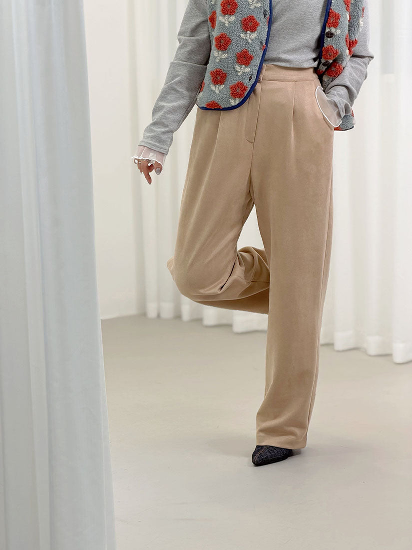 Suede Wide Leg Pants (2 Colours)