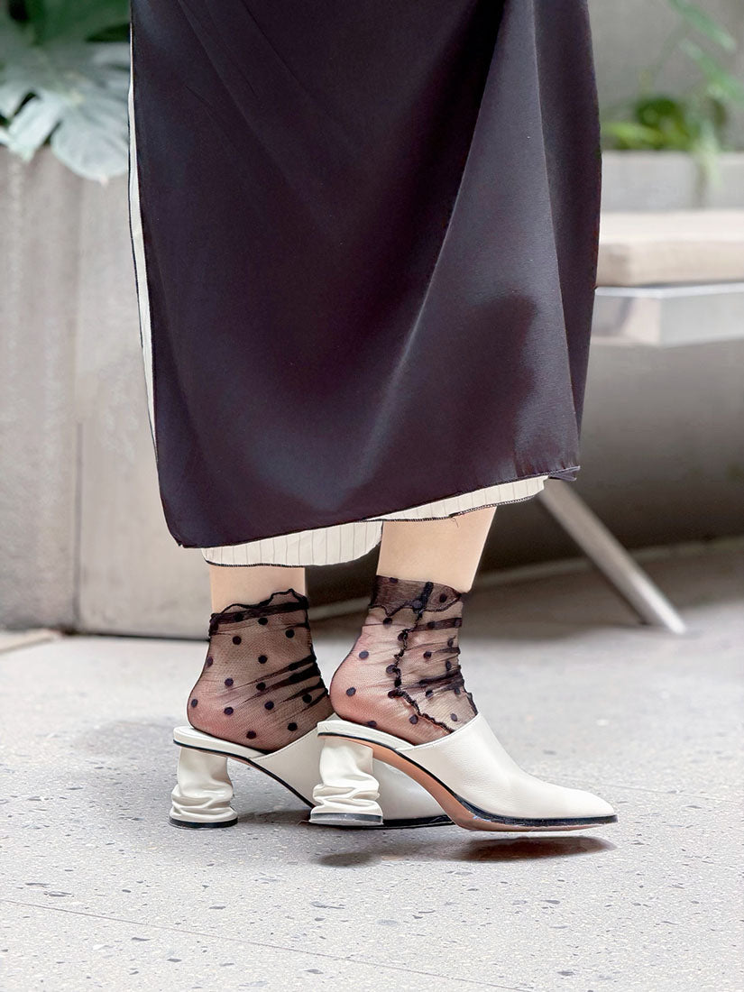 Crushed Soda Can Heel Leather Mules (3 Colours)