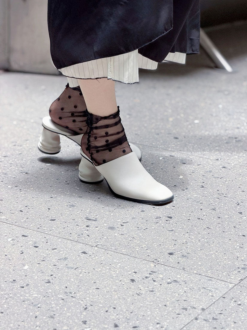 Crushed Soda Can Heel Leather Mules (3 Colours)