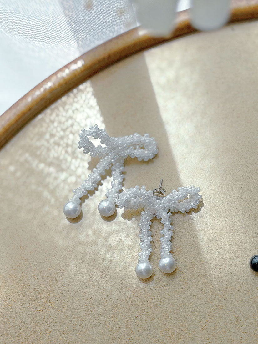 Beaded Bow Earrings (2 Colours)