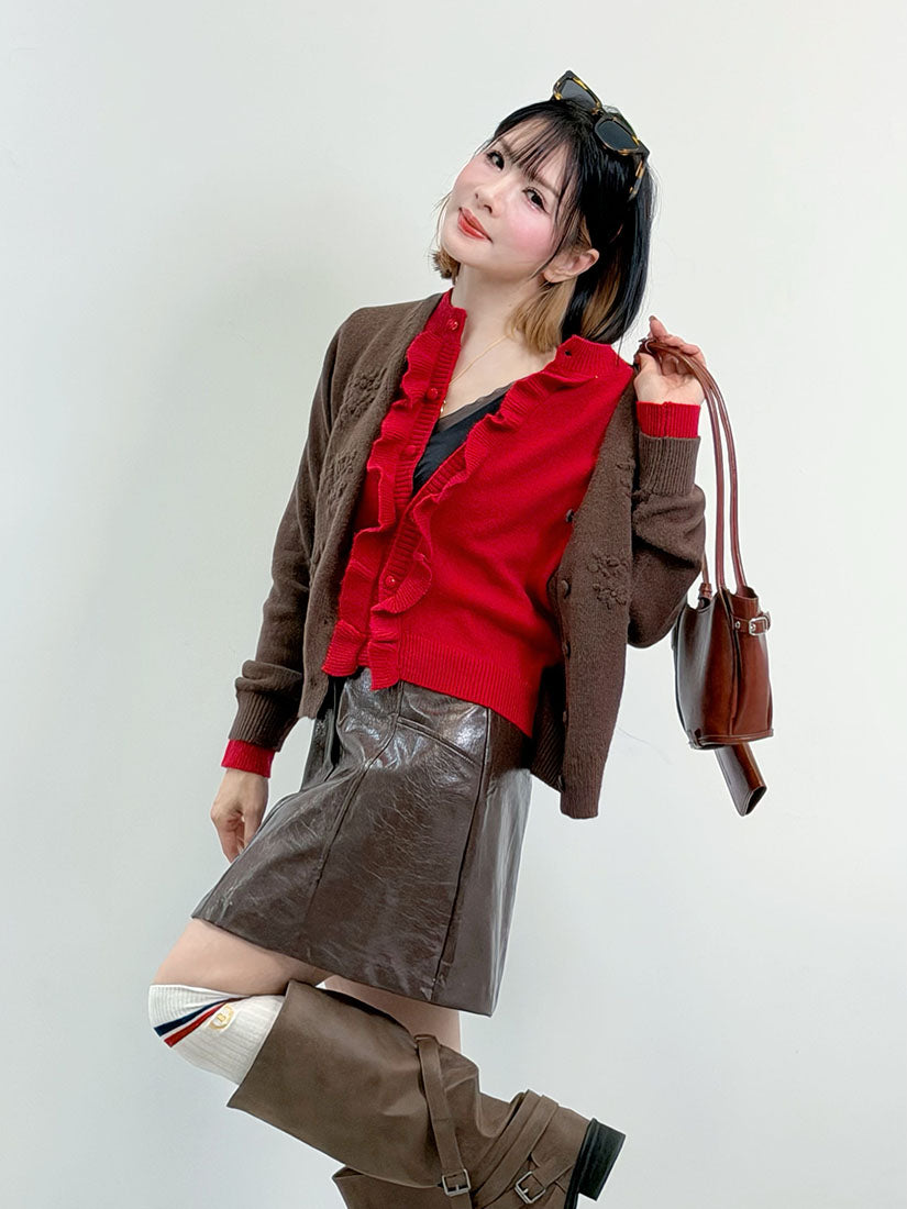 2 Layers Floral Colour Block Cardigan (3 Colours)