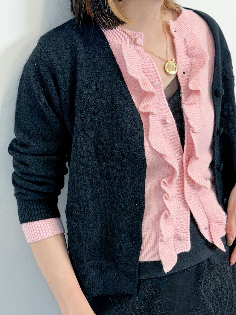 2 Layers Floral Colour Block Cardigan (3 Colours)