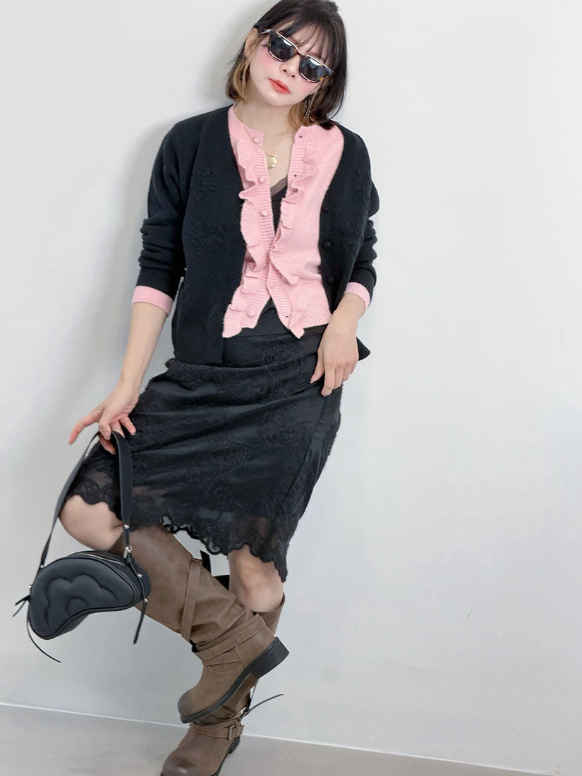 Paisley Embroidered Scalloped Hem Skirt (2 Colours)